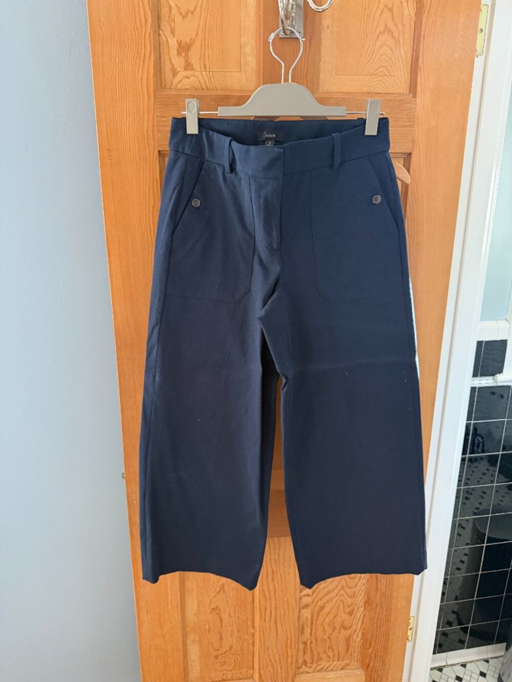 J.Crew Navy Sailor Wide Leg Crop Pants Size 8